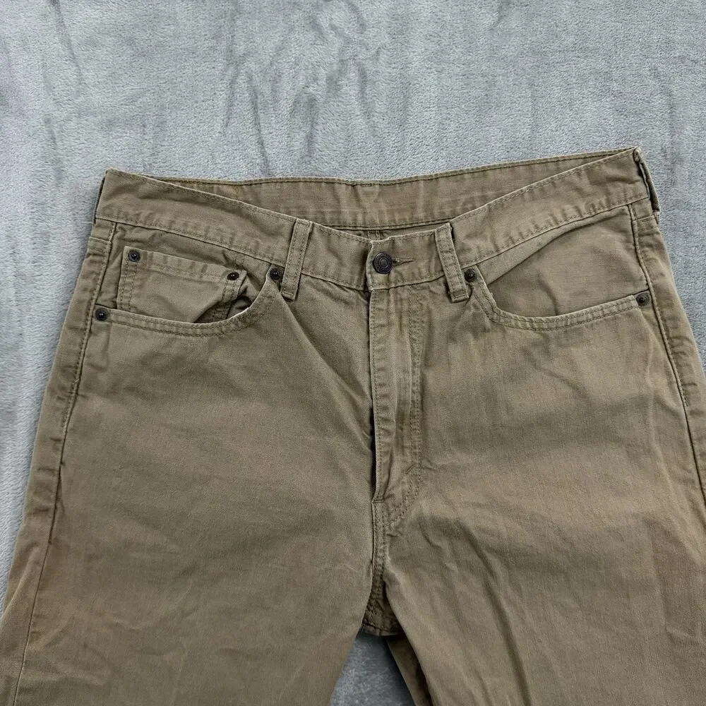 Levis 505 Regular Straight Fit Jeans Mens 36x32 (Fits 34x28) Khaki Brown Denim